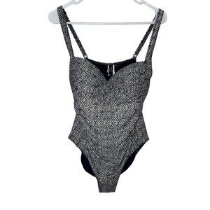 Niptuck Nautical Foil Printed  Joanne One-Piece Swimsuit Multi-Fit Cup US 10